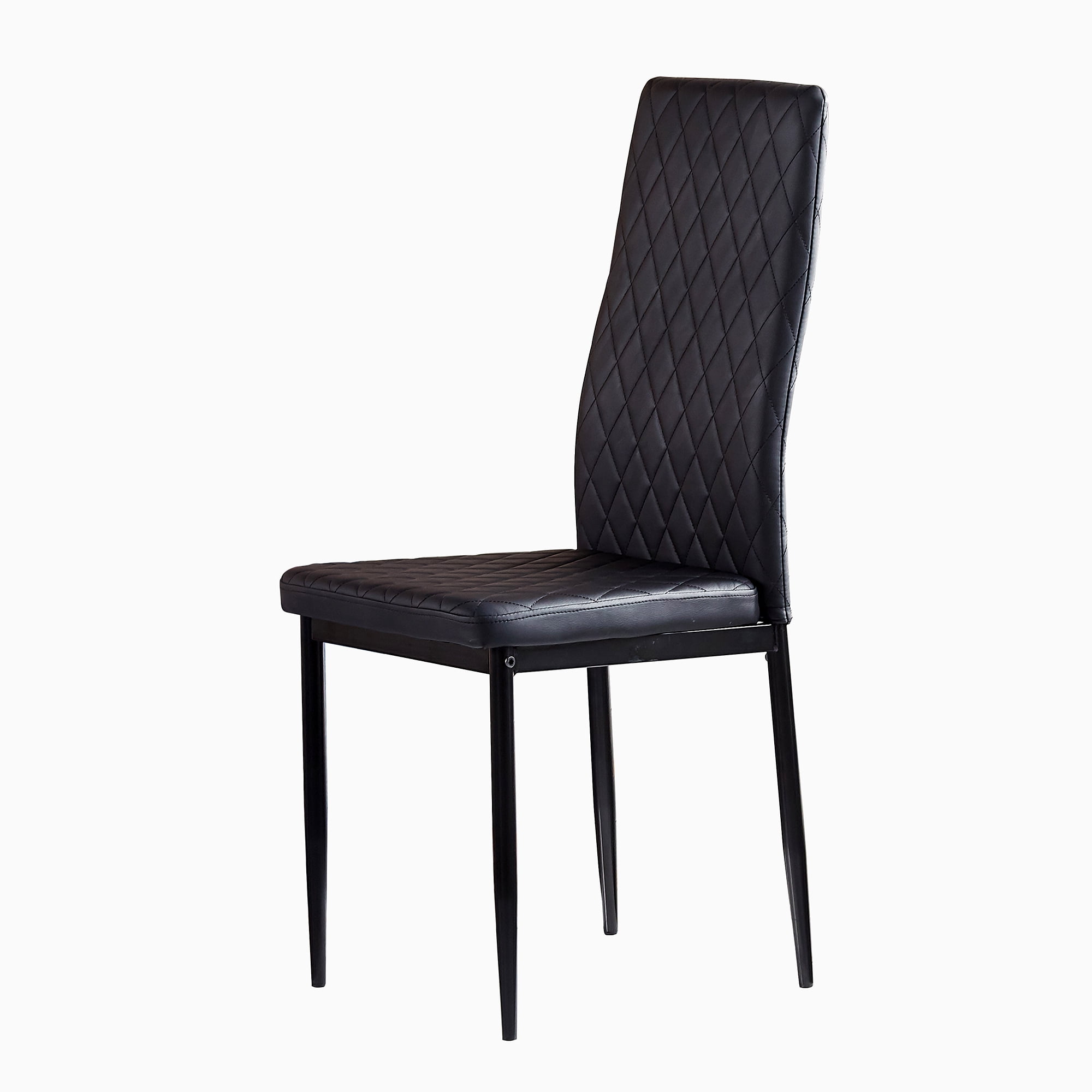Kepooman Set of 4 Modern Diamond Grid Pattern Dining Chairs, Black Kepooman Set of 4 Modern Diamond Grid Pattern Dining Chairs, Black