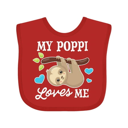 

Inktastic My Poppi Loves Me with Sloth and Hearts Gift Baby Boy or Baby Girl Bib