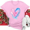 thumbnail image 2 of Fartey Plus Size Valentine's Day Shirt for Women Funny Love Heart Print Short Sleeve Crewneck Tees Loose Fit Casual Holiday Tshirt Fashion Party Tops Pink XL, 2 of 6