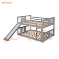 thumbnail image 3 of Triple Tree Full-over-Full Wood Bunk Bed with Slide, Ladder, and Guardrails, Gray, 3 of 9