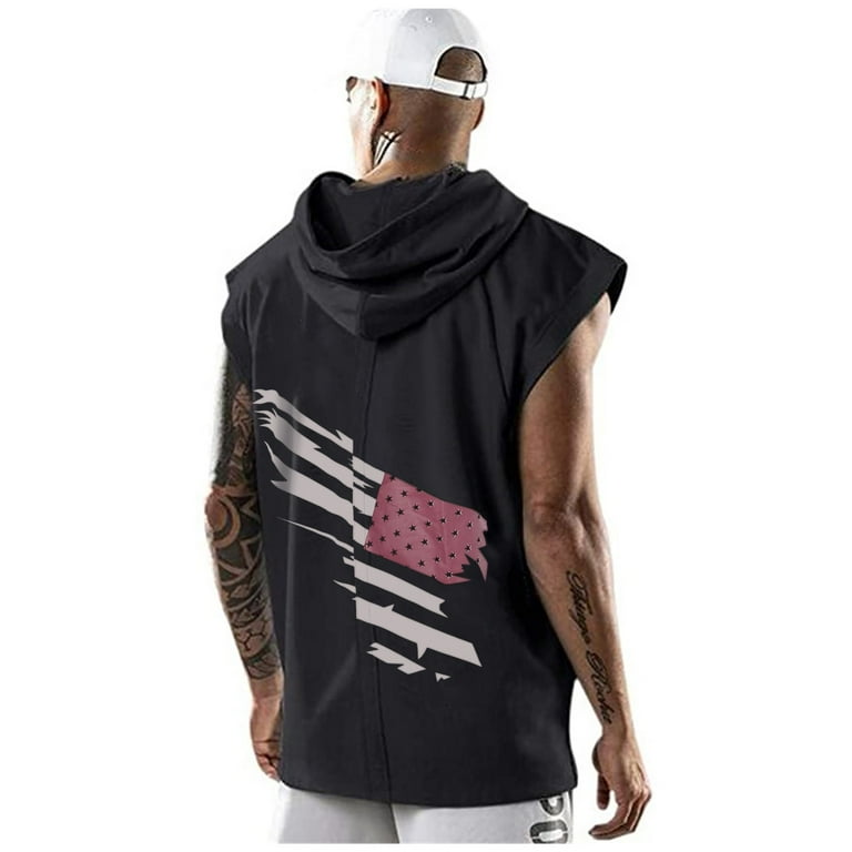 Fitness Bodybuilding Men's Letter Print Hooded Tank Top - Men's Fitness  Apparel, Men's Workout Tank Tops, Vivinch