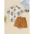 thumbnail image 5 of Elippeo Baby Kids Boys Shorts Set 6 12 18 24 Months 3 4 Years Short Sleeve Leaves Deer Tiger Print Shirt with Shorts Summer Outfit, 5 of 10