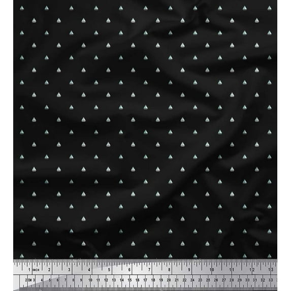 Soimoi Crepe Silk Fabric Sailboat Shirting Print Fabric by The Yard 42 Inch Wide