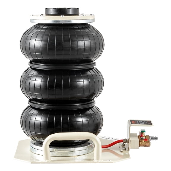 3 Ton (6600 lbs) Triple Bag Air Jack - 17.7 Inch Lift, 3-5 Sec Fast Pneumatic Jack for Car & Garage Repair, w/6 Steel Pipes & Side Handles (Beige)