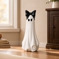 thumbnail image 4 of Large Ghost with Bow Tabletop Decoration, Halloween Ghost Figurine, Spooky 3D Print Statue For Mantel Shelf Entryway Table Fall Holiday Decoration, Black and White, 10", 4 of 7