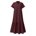 thumbnail image 4 of Summer Bohemian Style Blouse Long Skirt For Women Casual V Neck A Line Layered Ruffled Ankle Length Dress Women Outfits for Summer Petite Dresses Wrap Maxi Dress Cute Summer Dresses for Women Dresses, 4 of 5