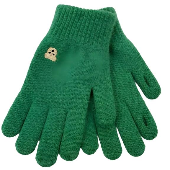 TELOLY Gloves for Women Warm Stretchy Knit Wool Cold-Proof Gloves for Men Touch Screen Winter Gloves Fashion Solid Color Wool Gloves Green Gloves Men