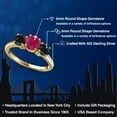 thumbnail image 2 of Gem Stone King 18K Yellow Gold Plated Silver Red Ruby and Black Sapphire Engagement Ring for Women | 2.38 Cttw | Round 6MM | Gemstone July Birthstone | Size 9, 2 of 6