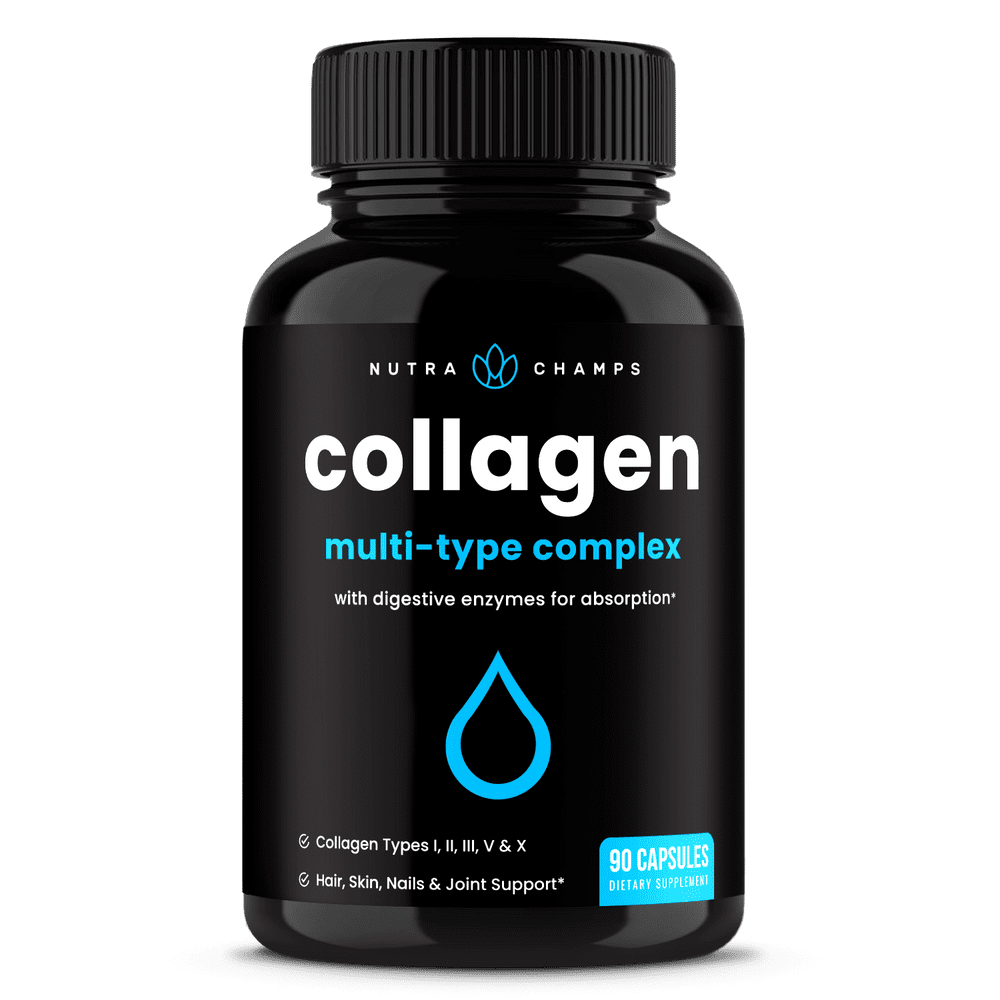 NutraChamps Multi Collagen Pills (Types I,II,III,V,X) Double Hydrolyzed