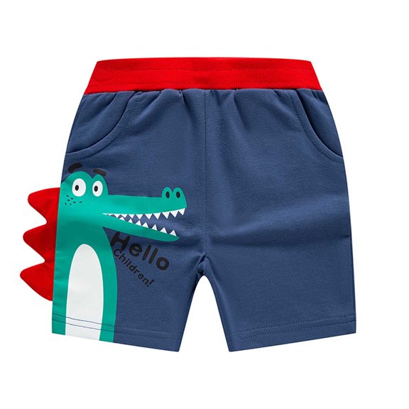 Rggeeun Toddler Boys Stylish Shorts Casual Crocodile Print Elastic Waist Classic Style For Summer Everyday Wear And Outdoor Activities,Dark Blue,18-24 Months