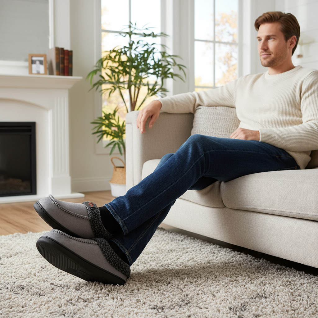 Ecetana Men's Memory Foam Fuzzy Slippers photo 6