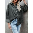 thumbnail image 3 of Uhndy Womens Corduroy Shirts Casual Long Sleeve Button Down Blouses Oversized Jacket Tops, 3 of 5