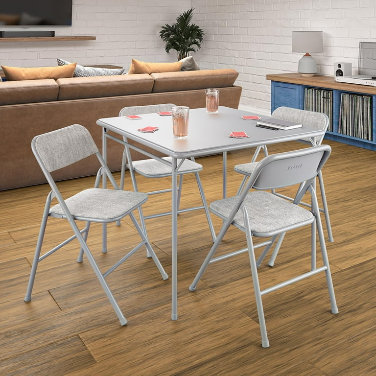 COSCO Premium 5 Piece Folding Table Chair Dining Set Gray Walmart