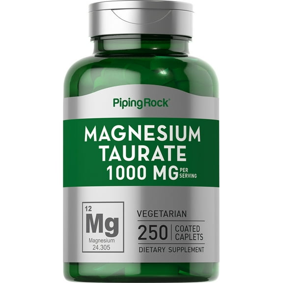 Magnesium Taurate 1000 mg | 250 Caplets | Supplement for Men and Women | by Piping Rock