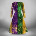 thumbnail image 2 of WMTBSRSW Mardi Gras Dresses for Women Sparkly Sequins Printed Gradient Long Sleeve Dress V Neck Vintage Swing Carnival Rave Party Dress, 2 of 3