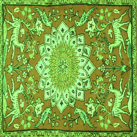 Ahgly Company Indoor Square Animal Green Traditional Area Rugs, 3' Square