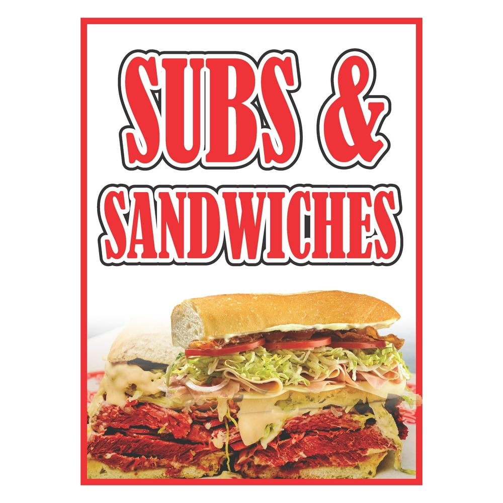 "Subs & Sandwiches" Store Display Paper Signs; 18"w x 24"h 6 Pack