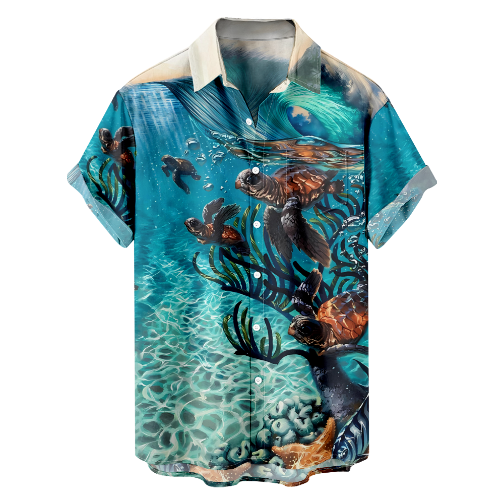 World Ocean Day Men's Casual Short Sleeve Casual Hawaiian Shirts ...