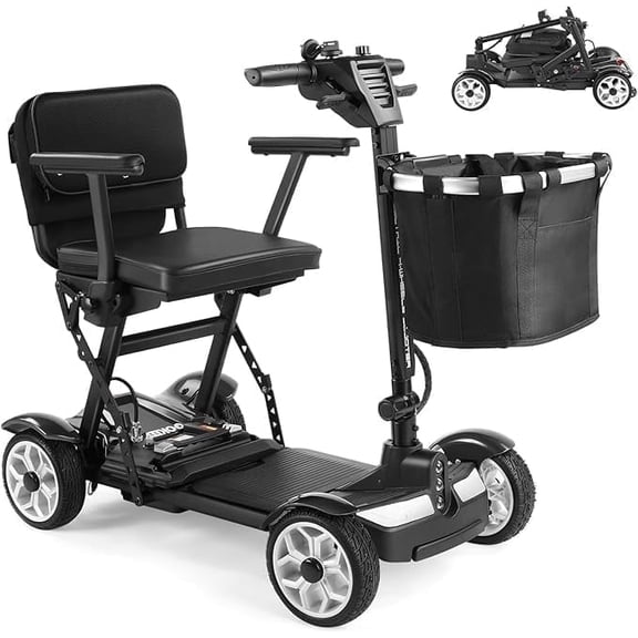 GOKEEP Mobility Scooters for Adults,4 Wheel Folding Adult Mobility Scooter with Removable Battery, Compact Heavy Duty Mobile for Travel
