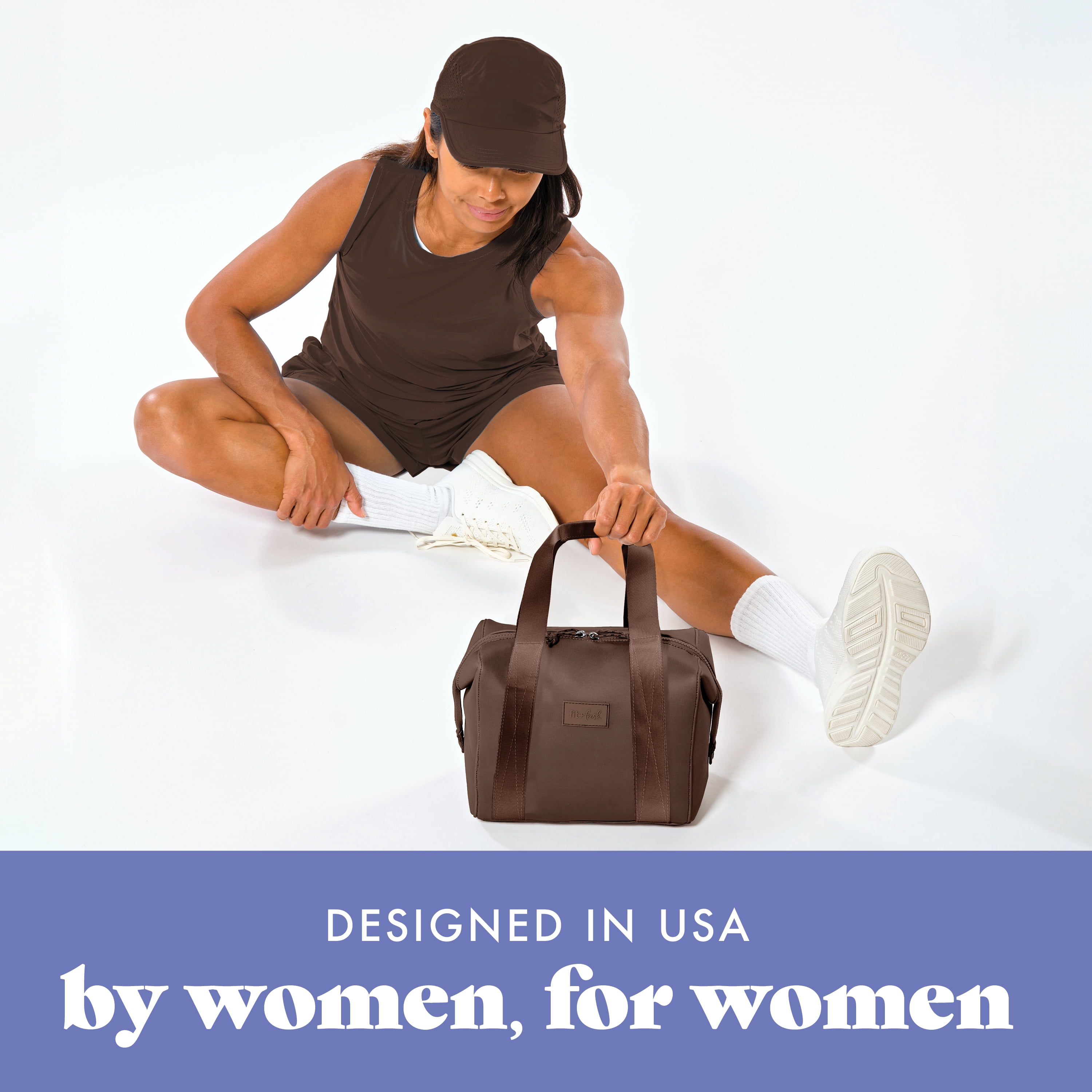 Fit & Fresh 4511CX3904 Remi Women's Lunch Bag, Self Insulating Neoprene Material Lunch Box With Containers & Ice Pack, Dark Chocolate