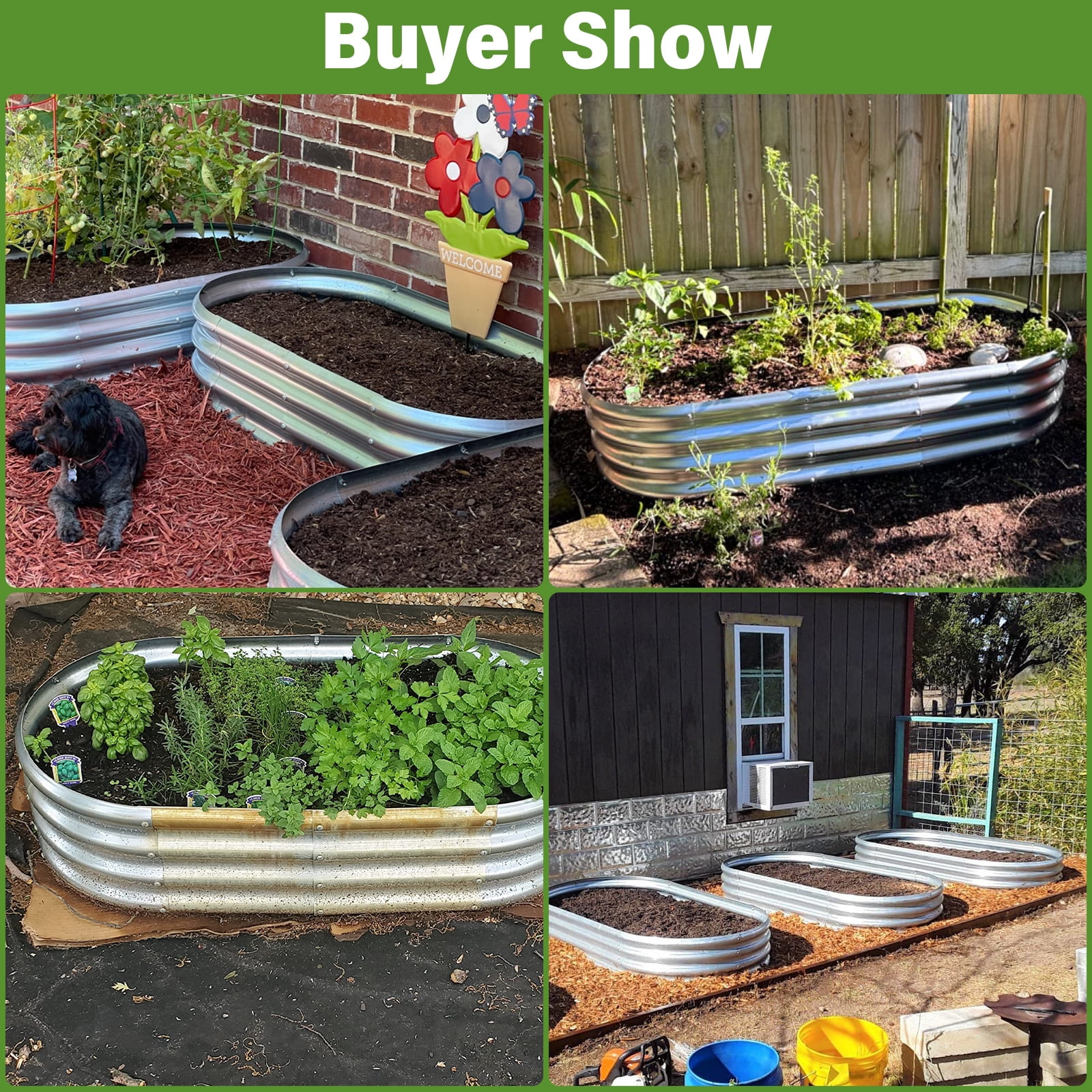 HGD Raised Garden Bed Kit Oval Galvanized Metal 2 Pack 4x2x1 ft