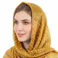thumbnail image 6 of Yvsxxv Yellow Sequin Head Wrap Bandana, Sparkly Fashion Hair Scarf, 16.54*17.72inch, 6 of 7