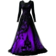 thumbnail image 2 of Witch Dress For Women Long Sleeve V Neck Slim Fit Halloween Dresses Medieval Renaissance Gothic Vampire Costumes, 2 of 5