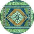 thumbnail image 1 of Ahgly Company Indoor Round Medallion Turquoise Blue Traditional Area Rugs, 6' Round, 1 of 4