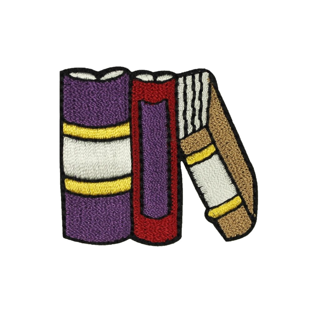 ID 0988B School Books Patch Reading Class Shelf Embroidered Iron On