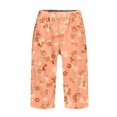 thumbnail image 4 of WTOBBY Women's Stylish Floral Pattern Elastic Waist Casual Bermuda Shorts with Side Pockets, Knee-Length Design for Everyday Outdoor Activities,Saffron XL, 4 of 4
