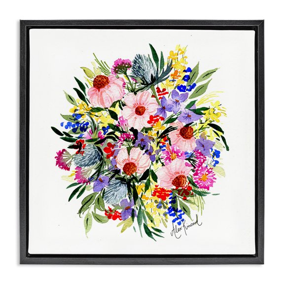 Stupell Industries Bohemian Vivid Blooming Bouquet Black Floating Frame Canvas Art, 18 x 18, by Alexandria Gilbert Kincaid