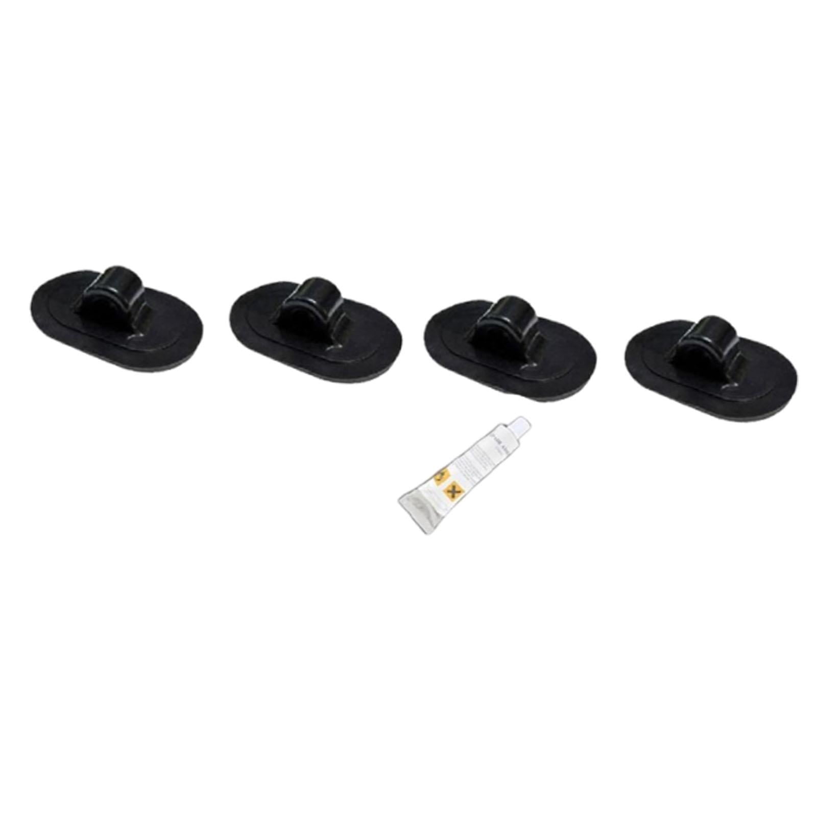 harayaa 4 Pieces Kayak Canopy Mount Bases Black Awning Accessories with Glue Sun Shelter
