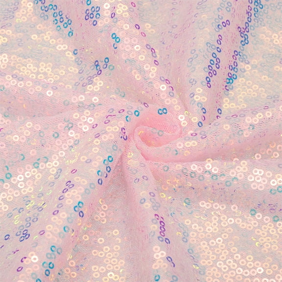 Iridescent Pink Sequin Fabric, by The Yard, 1 Yard Length 4.3ft Wide Sequin Velvet Fabric Shiny Sparkly Cloth for DIY Sewing, Dress, Backdrop, Tablecloth, Table Runner