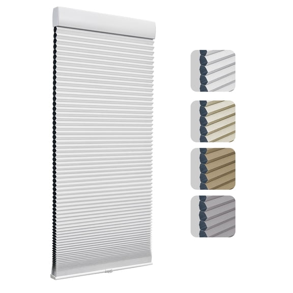 Keego Cordless Cellular Shade for Windows Insulated Mini Blinds for Room Darkening Blackout White, 12"W x 48"H