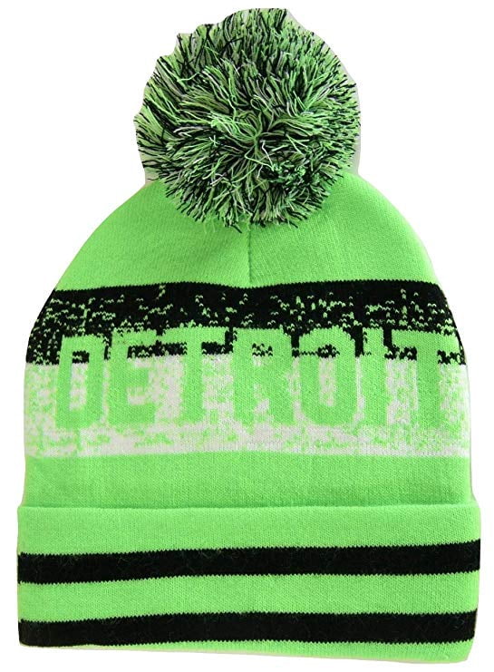 Winter Knit Pom Beanie Hat (Neon Green 