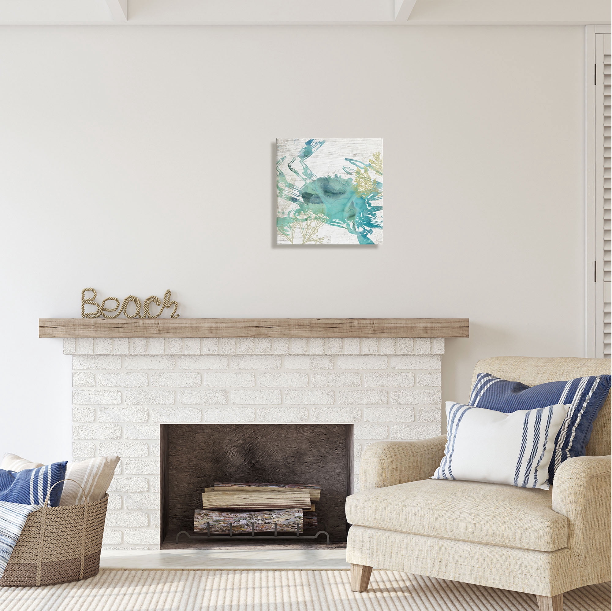 Stupell Industries Abstract Blue Crab Animals & Insects Painting Gallery Wrapped Canvas Print Wall Art, 17 x 17