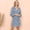 Blue, variant on Floral Print V Neck Long Sleeve Ruffle Detail Dress for Women