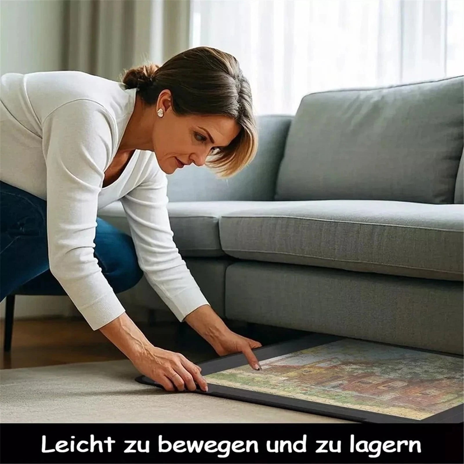 ZMKIAG Lightweight Puzzle Board for 1000 Pieces with 6 Sorting Trays - Non-slip Puzzle Table with Storage Cover for Jigsaw Puzzles, Portable Work Surface for Home, Travel & Game Night