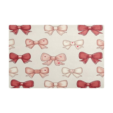 

PU Leather Kitchen Drying Mat with Silica Gel Core Coffee Bar Pad Dual-Sided Absorbent Non-Slip for Kitchen Counter Pink and Red Bows