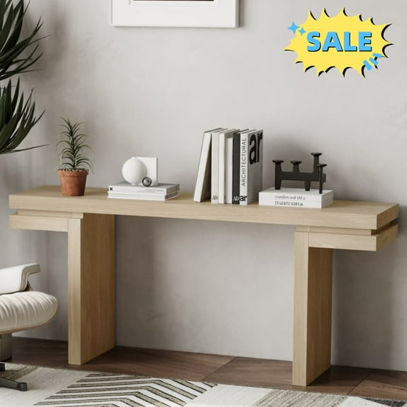 Tcbosik 66" Console Table, Modern Behind Couch Table, Minimalist Foyer Table for Entryway, Hallway, Living Room, Easy Assembly, Oak