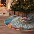 thumbnail image 6 of Daiia Vintage Colorful Floral Cow Drawing Merry Christmas Tree Skirt , Xmas Large Lace-up Tree Skirt, Santa Snowflakes Rustic Home Decorations New Year Party Farmhouse Decor-36", 6 of 7