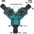 thumbnail image 1 of 2 vías Distribuidor de conector rápido de manguera de jardín Regulador de agua de 2 vías Separador de válvula de cierre Grifo de manguera de jardín de 2 vías Conector de 3/4 de pulgada 2 piezas, 1 of 2