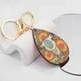 thumbnail image 2 of Western Exaggerated Bull Skull Keychain Personality Color Print Sunflower Metal Key Ring Pendant, 2 of 5