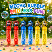 36 Pcs Mini Robot/Mech Bubble Wands with Solution, 3 Colors - Short Bubble Blowers for Kids Birthday, Carnival, Classroom, Non-Candy Gift Filler