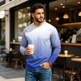 thumbnail image 6 of GrmtClth Shirts For Men Seamless Ombre Gradient Long Sleeve Crewneck Shirts Loose Relaxed Fit Lightweight Spring Fall Athletic Daily Pullover Tops Blue L, 6 of 7