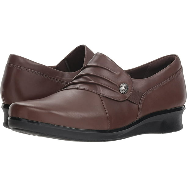 Clarks Women s Hope Roxanne Loafer Brown Leather 7.5 W US Walmart