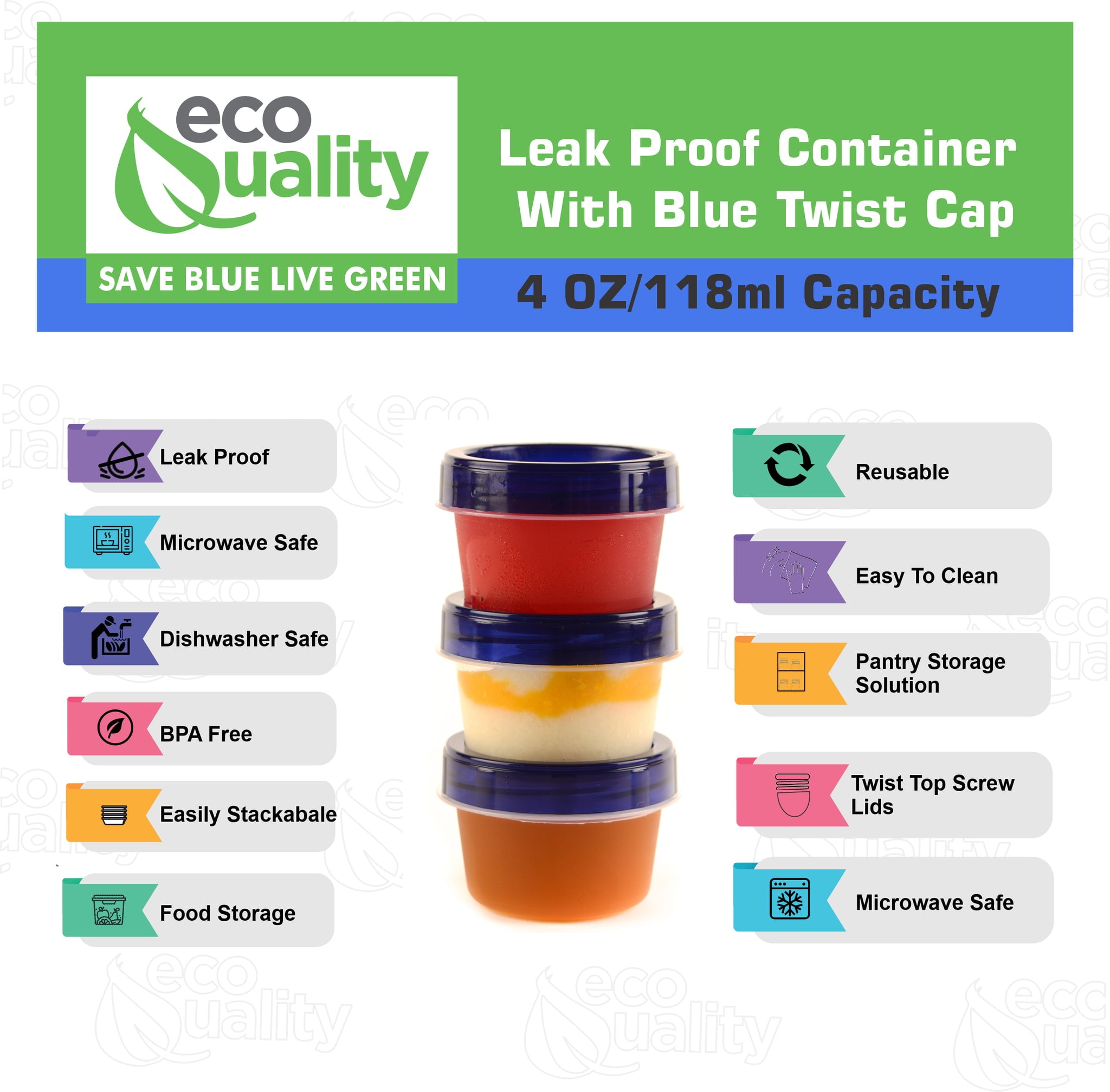 [30 PACK] 4oz Baby Food Twist Top Storage Containers - Airtight Plastic Food Storage Canisters with Twist & Seal Lids, Leak-Proof - Reusable, Stackable, BPA-Free Snack Containers