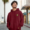thumbnail image 4 of Dalix Alien Embroidery Relaxed Hoodie Soft Fleece Sweatshirt Drawcord Fit Lounge Mens in Burgundy XL X-Large, 4 of 5