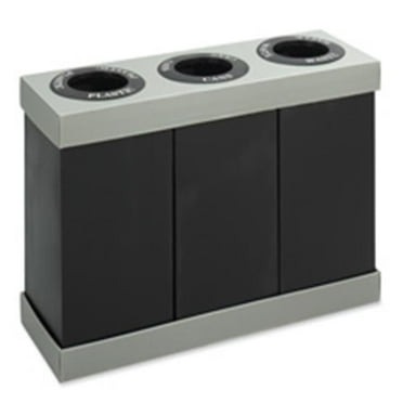 Safco Products Company SAF9798BL Disposal Recycling Center- 3-28 Gallon- 46in.x16in.x33in.- GY-BN