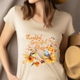 thumbnail image 4 of Thankful Grateful Blessed T-Shirt | Fall Birds and Floral Graphic Tee, Heliconia, Size M, 4 of 6